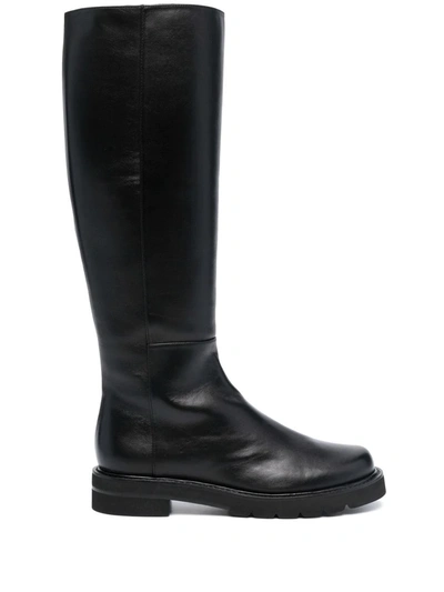 Shop Stuart Weitzman Mila Lift Leather Knee Boots In Black