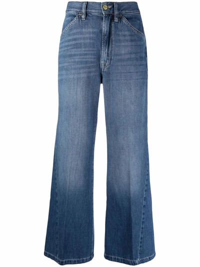 Shop Frame Le Baggy Mid-rise Wide-leg Jeans In Blue