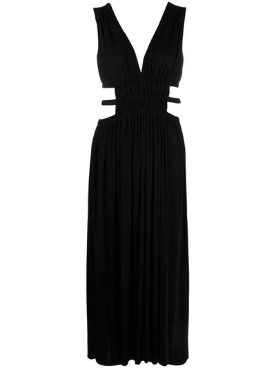 Shop Erika Cavallini Cut-out V-neck Dress In Black