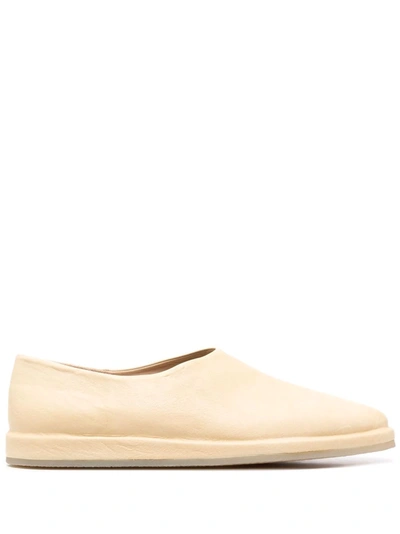 Shop Fear Of God Flat Leather Slippers In Yellow