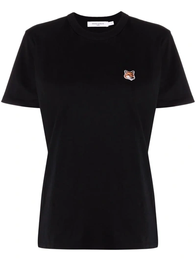 Shop Maison Kitsuné Fox-appliqué Cotton T-shirt In Black