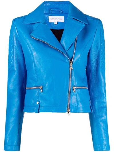 Shop Patrizia Pepe Zip-front Biker Jacket In Blue