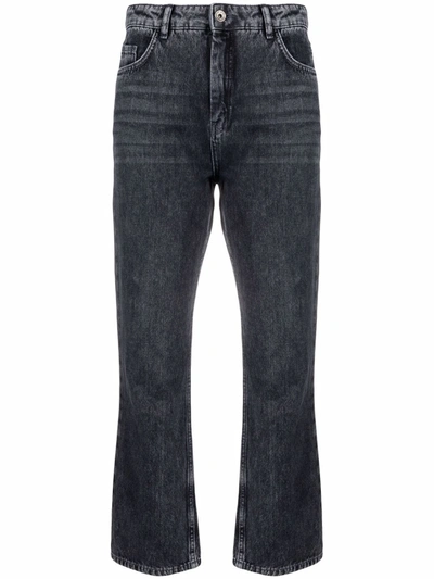 Shop Patrizia Pepe High-waisted Cropped Jeans In Grey
