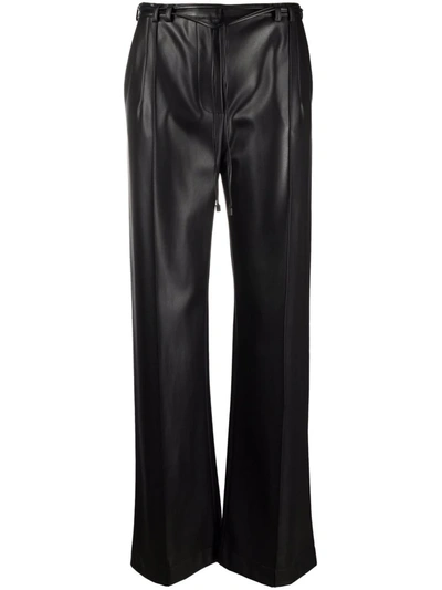 Shop Patrizia Pepe Wide-leg Faux-leather Trousers In Black