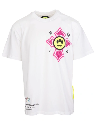 Shop Barrow White T-shirt With Cross Logo Print In Off White