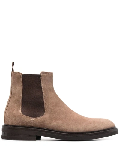 Shop Brunello Cucinelli Ankle-length Suede Boots In Nude