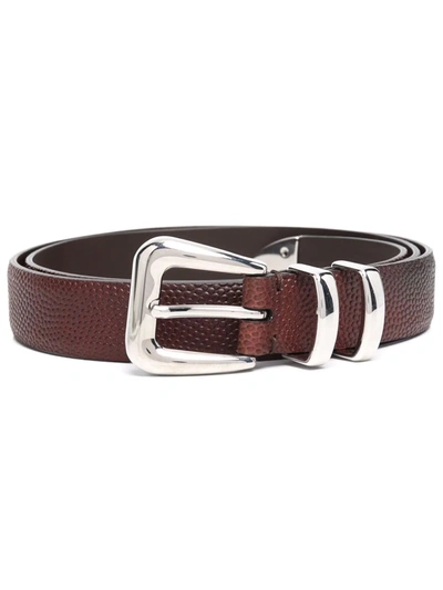 Brunello Cucinelli Buckle-fastening Leather Belt In Braun