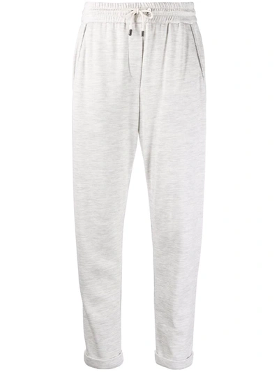 Shop Brunello Cucinelli Cropped Leg Track Pants In Grau