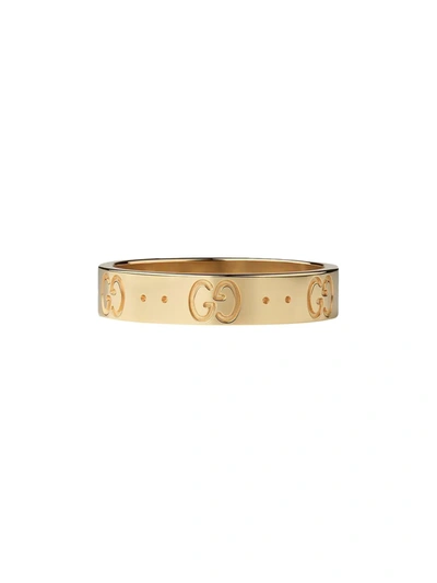 Shop Gucci 18kt Yellow Gold Icon Logo-engraved Ring