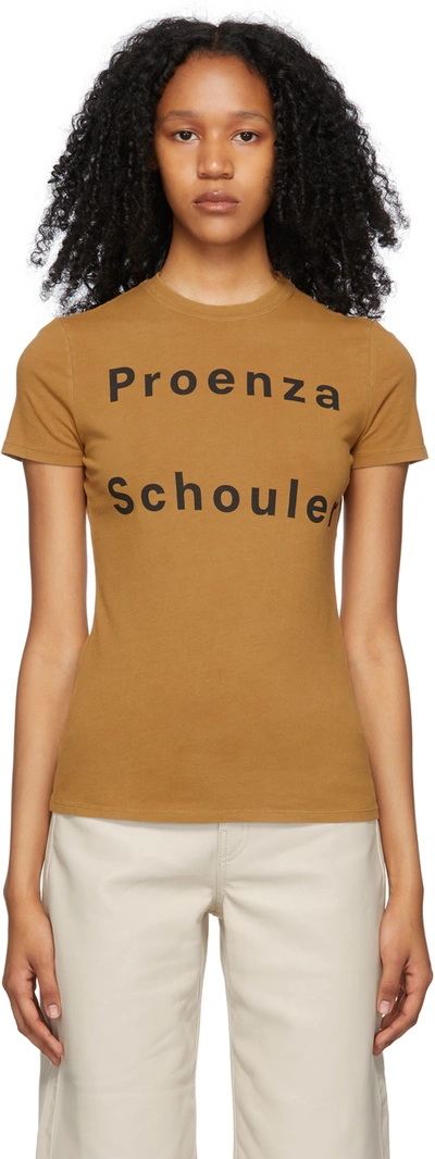 Shop Proenza Schouler Tan  White Label Logo T-shirt In Khaki