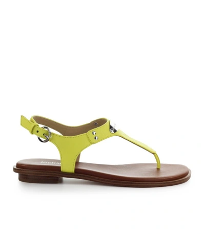 Shop Michael Kors Mk Plate Lime Green Flat Sandal