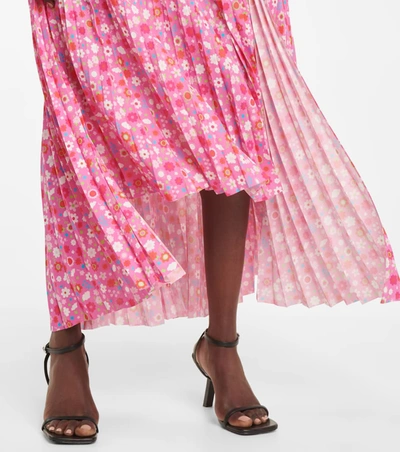 Shop Balenciaga Floral High-rise Crêpe Maxi Skirt In 粉红色