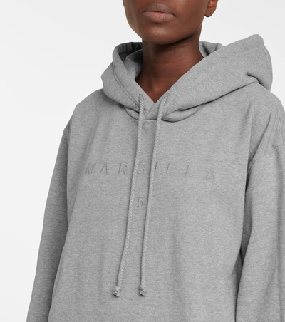 Shop Mm6 Maison Margiela Logo Embroidered Cotton Hoodie In 灰色