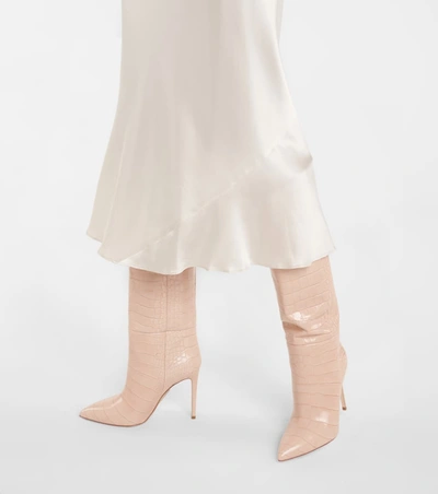 Shop Dorothee Schumacher Sense Of Shine Silk Satin Midi Skirt In 白色