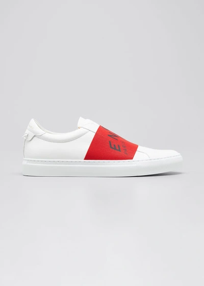 Shop Givenchy Men's Urban Street Logo Elastic Slip-on Sneakers In White/red