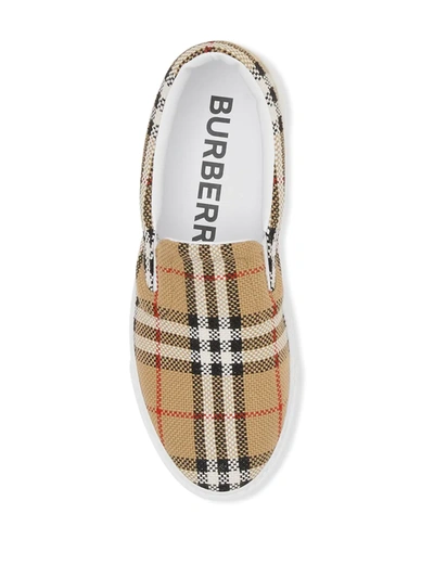 Shop Burberry Vintage Check Slip-on Sneakers In Mixed Colours