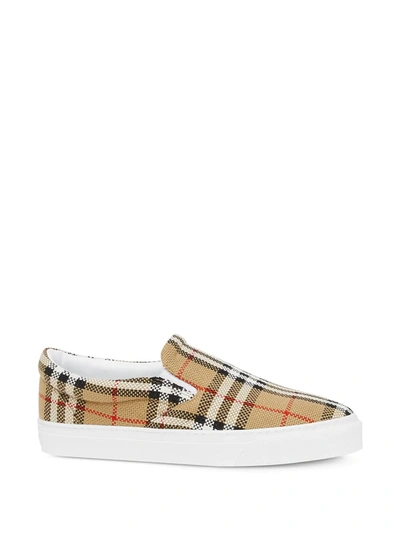 Shop Burberry Vintage Check Slip-on Sneakers In Mixed Colours