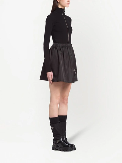 Shop Prada Logo-plaque High-waisted Skirt In Nero