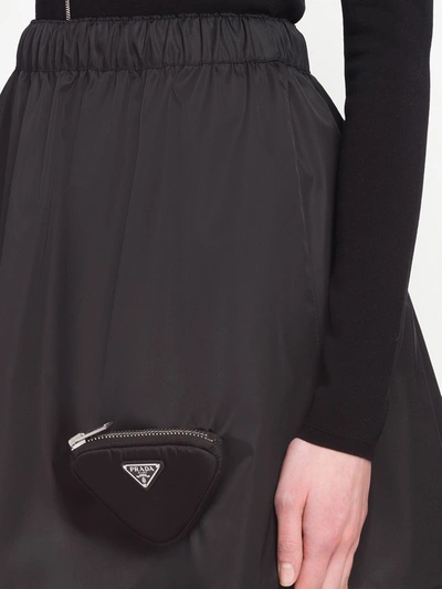 Shop Prada Logo-plaque High-waisted Skirt In Nero