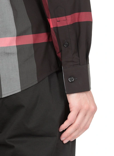 Shop Burberry Shirts Anthracite In Charcoal Ip Chk