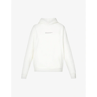 Shop Pangaia Womens Off White Airink Text-print Recycled And Organic Cotton-blend Hoody Xxs