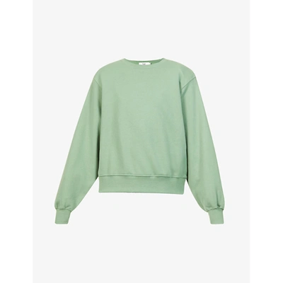 Shop The Frankie Shop Womens Mossy Green Vanessa Relaxed-fit Cotton-jersey Sweatshirt S
