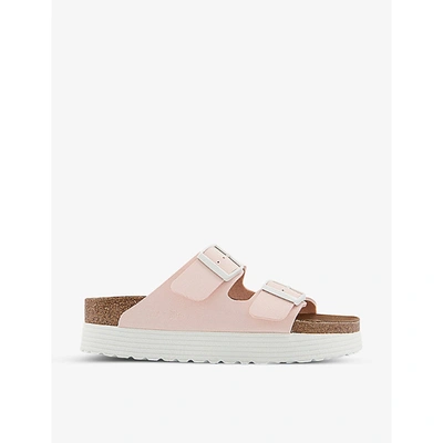 Shop Birkenstock Papillio Arizona Logo-embossed Vegan-leather Sandals In Light Rose Vegan