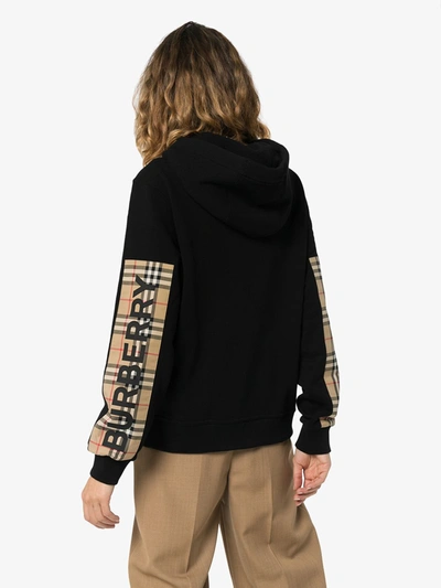 Shop Burberry Cotton Zip-up Hoodie In Black