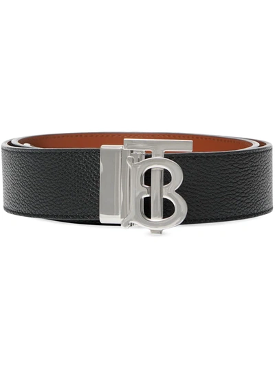 Shop Burberry Monogram Detail Buckled Belt In 黑色