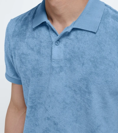 Shop Orlebar Brown Jarrett Toweling Cotton Polo Shirt In Blue