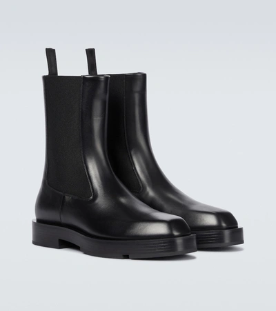 Shop Givenchy Squared Box Leather Chelsea Boots In Black