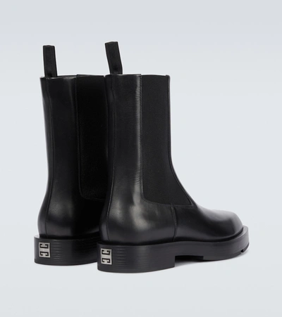 Shop Givenchy Squared Box Leather Chelsea Boots In Black