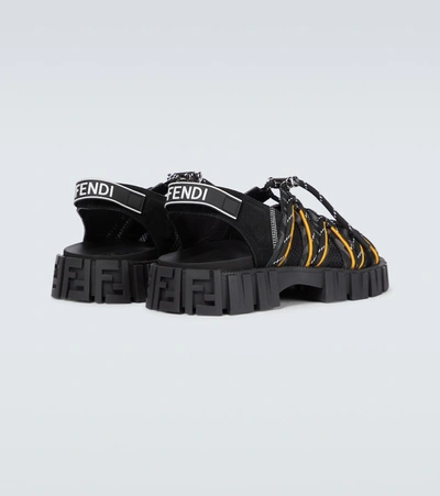 Shop Fendi Technical Strapped Sandals In Black