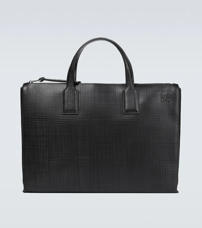 Shop Loewe Goya Leather Briefcase In Black