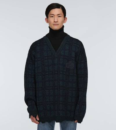 Shop Balenciaga Bb Laurel Turtleneck Sweater In Green/navy/black