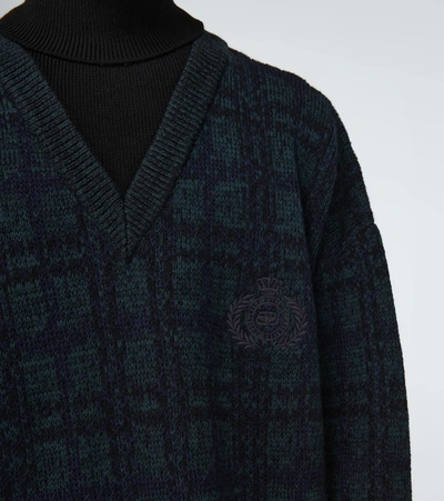 Shop Balenciaga Bb Laurel Turtleneck Sweater In Green/navy/black
