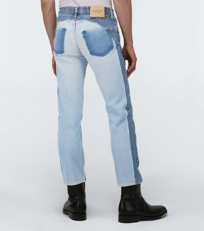 Shop Balenciaga Recycled Slip Patch Jeans In Blue