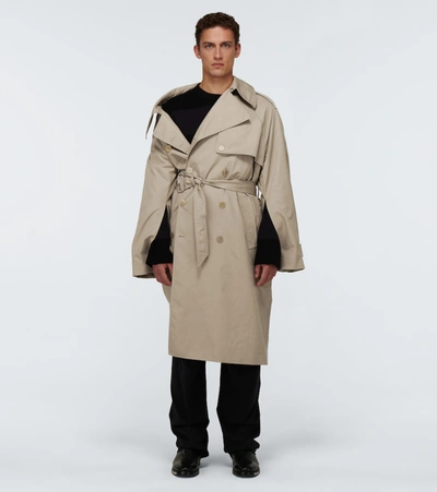 Shop Balenciaga Asymmetric Trench Coat In Beige