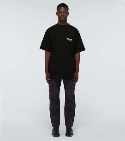 Balenciaga Oversized Logo-print Cotton-jersey T-shirt In Black White