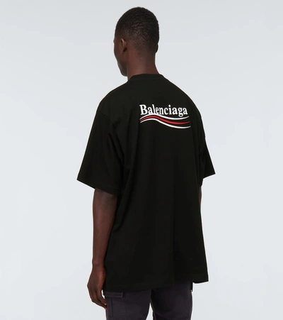 Balenciaga Oversized Logo-print Cotton-jersey T-shirt In Black White
