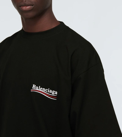 Balenciaga Oversized Logo-print Cotton-jersey T-shirt In Black White