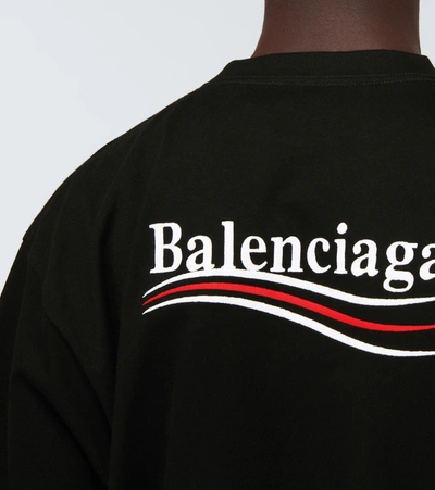 Balenciaga Oversized Logo-print Cotton-jersey T-shirt In Black White
