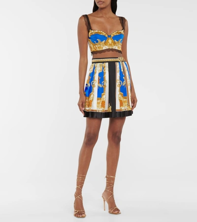 Shop Versace Printed Silk Miniskirt In Multicoloured