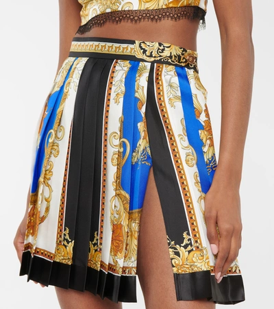 Shop Versace Printed Silk Miniskirt In Multicoloured