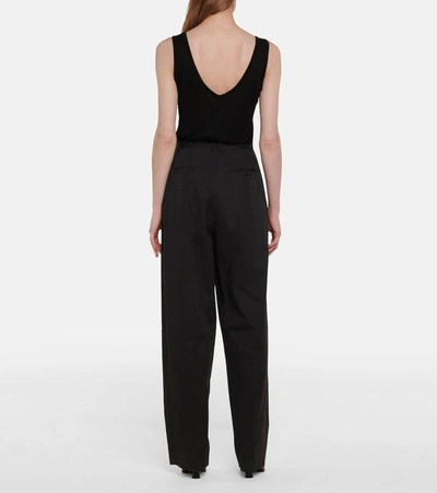 Shop The Row Igor High-rise Wide-leg Cotton Pants In Black