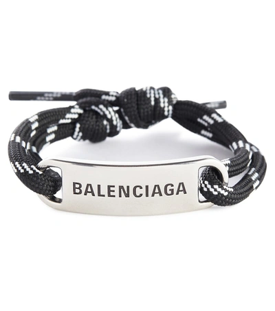 Shop Balenciaga Logo Rope Bracelet In Black