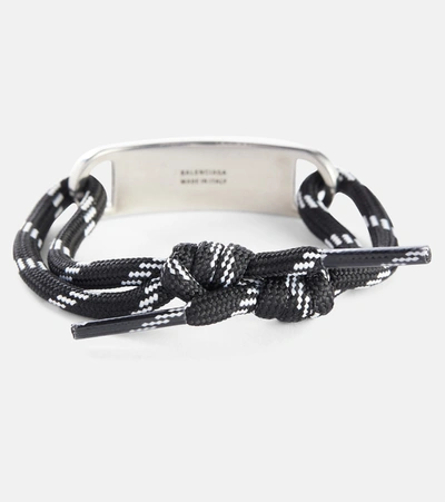 Shop Balenciaga Logo Rope Bracelet In Black