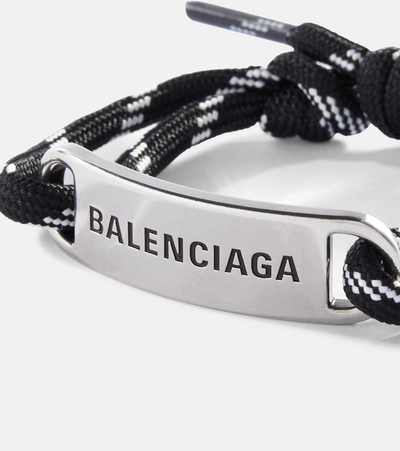 Shop Balenciaga Logo Rope Bracelet In Black