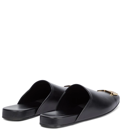 Shop Balenciaga Cosy Bb Leather Slippers In Black