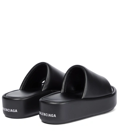 Shop Balenciaga Rise Leather Platform Slides In Black/white